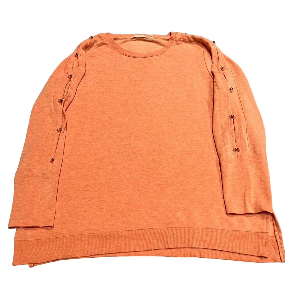 Soft Surroundings XL‎ Sweatshirt Top Pink Peach Open Sleeves Long Sleeve Gold